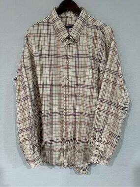 Vintage Burberry London Check Plaid Shirt Long Sleeve Made In USA Mens Size XXL